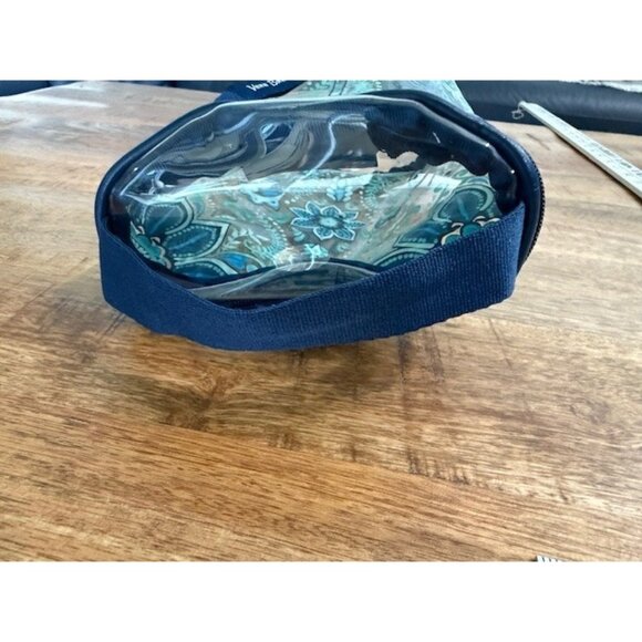 Vera Bradley Clear Lotion Bag Blue Floral Cosmetic Beach Zip Top See Thru PVC - Picture 9 of 10